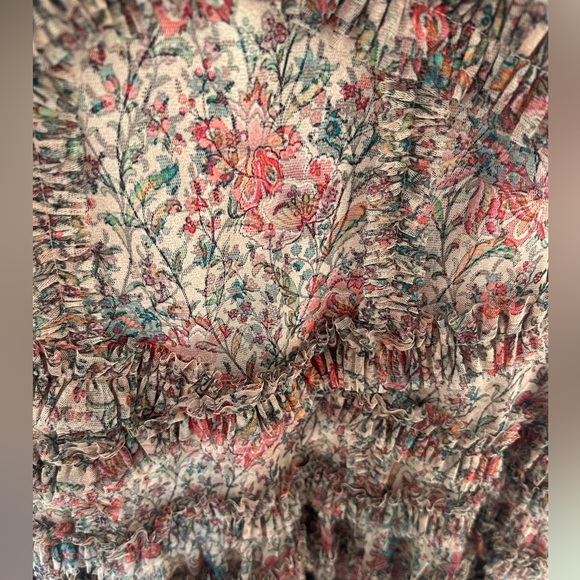 Anthropologie by Mac Duggal 8010 Mesh Ruffle Botanical Vines Midi Dress Size 14 - Picture 3 of 6